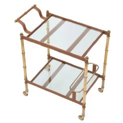 Eichholtz Trolley Princess - Vintage Brass Finish Tan Leather -Professional Furniture And Kitchen Supplies Store 115187 3 1 1