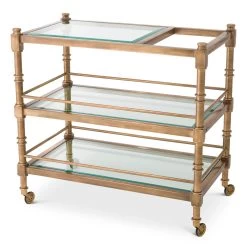 Eichholtz Trolley Alexia - Vintage Brass Finish Bevelled Clear Glass