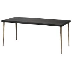 Jamie Young Farmhouse Dining Table In Dark Wood And Antique Silver Legs