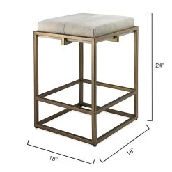 Jamie Young Shelby Counter Stool White Hide & Antique Brass -Professional Furniture And Kitchen Supplies Store 20SHEL CSWH 2