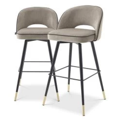 Eichholtz Cliff Bar Stool Set Of 2 - Beige & Gray