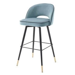 Eichholtz Bar Stool Cliff - Savona Blue Velvet Set Of 2 -Professional Furniture And Kitchen Supplies Store A114316 2 1 1