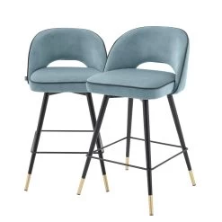 Eichholtz Counter Stool Cliff - Savona Blue Velvet Set Of 2
