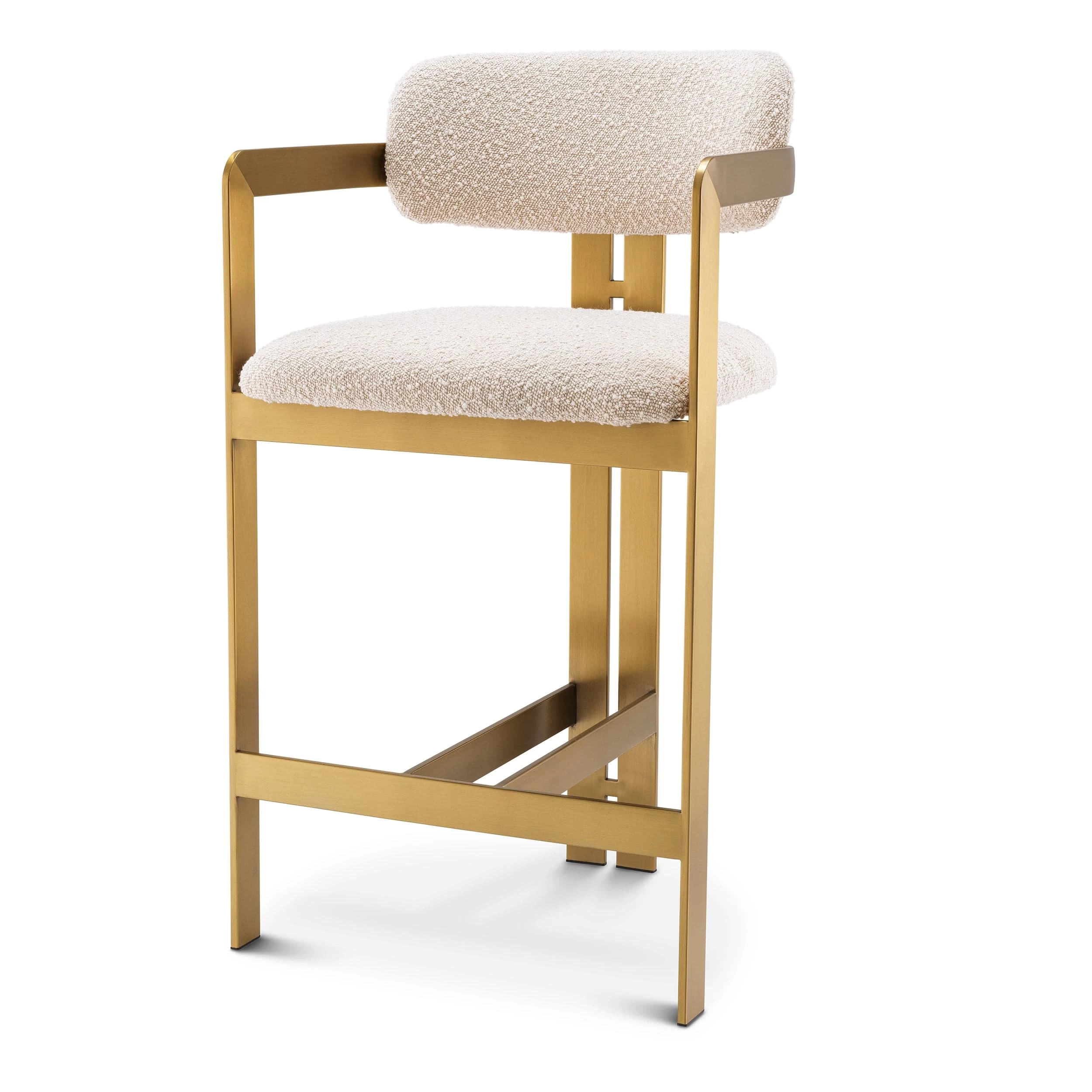 Eichholtz Counter Stool Donato - Brushed Brass Finish Bouclé Cream 3 Eichholtz Counter Stool Donato - Brushed Brass Finish Bouclé Cream