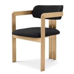 Eichholtz Dining Chair Donato - Brushed Brass Finish Boucle Black