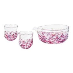 ADERIA Tsugaru Vidro Soda-Lime Glass Flower Paint Sakeware Set