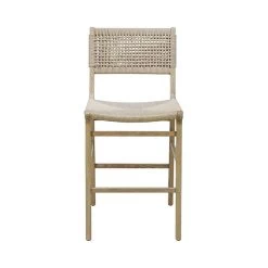 Worlds Away Astrid Woven Back Counter Stool With Rush - Cerused Oak