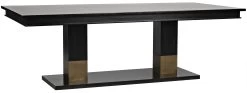 Reba Dining Table - Hand Rubbed Black With Brass Accents