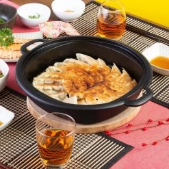 Iwachu Nambu Cast Iron Sukiyaki & Gyoza Pan With Wooden Lid -Professional Furniture And Kitchen Supplies Store IwachuNambuCastIronSukiyaki GyozaPanwithWoodenLid 3