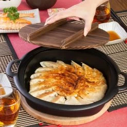Iwachu Nambu Cast Iron Sukiyaki & Gyoza Pan With Wooden Lid -Professional Furniture And Kitchen Supplies Store IwachuNambuCastIronSukiyaki GyozaPanwithWoodenLid 4
