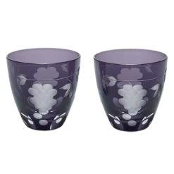 KIMOTO GLASS TOKYO Edo Kiriko Pair Sake Cup Grapes