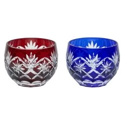 KIMOTO GLASS TOKYO Edo Kiriko Pair Sake Cup Hoshikenbishi