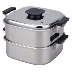 PEACH BRAND Stainless Steel Two-Tier Square Steamer