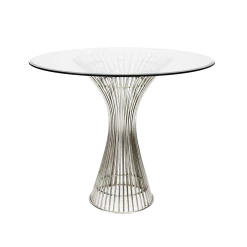 Worlds Away Powell Dining Table Base - Polished Stainless