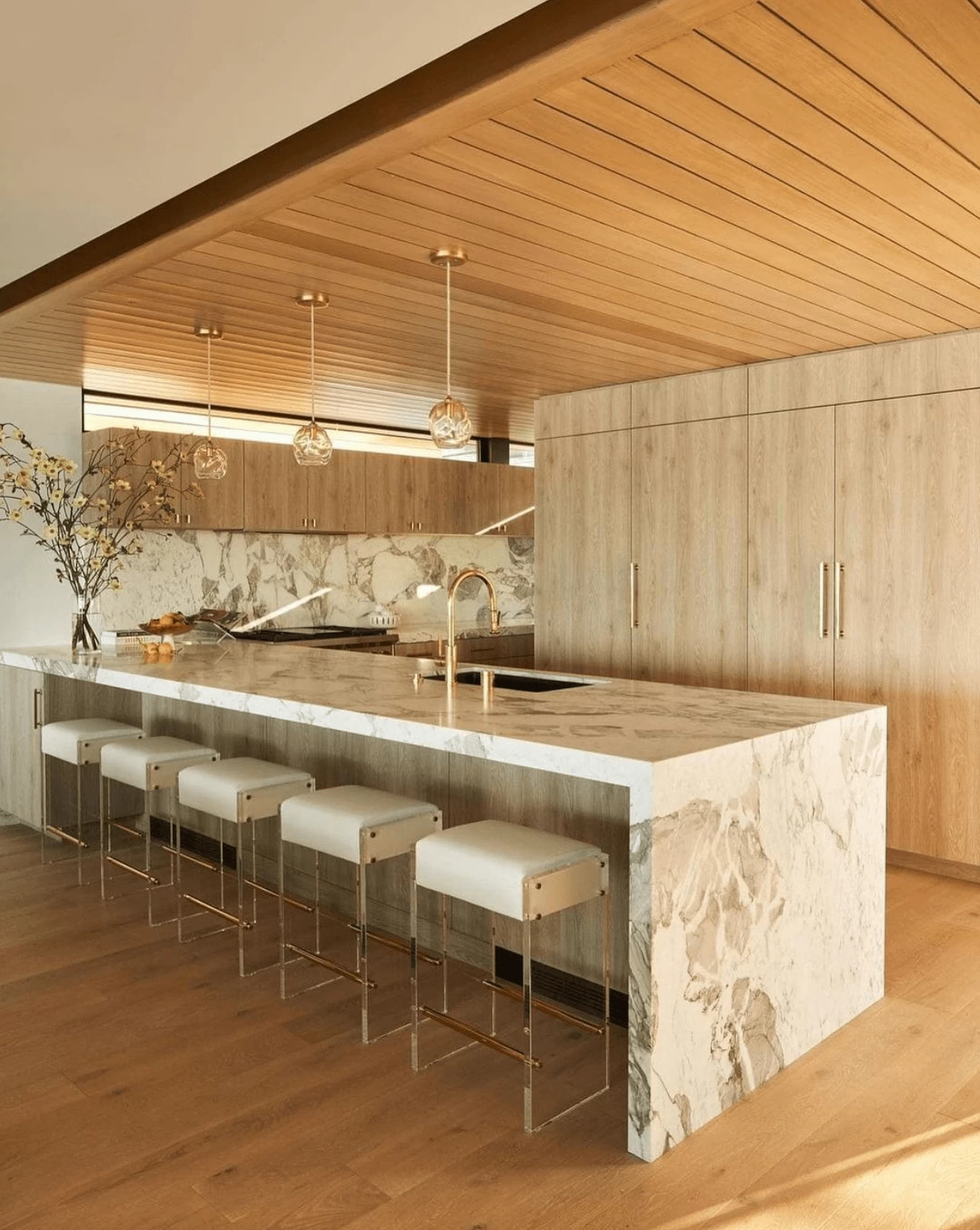 Worlds Away Indy Acrylic Panel Counter Stool With White Vinyl Cushion & Brass Hardware 4 Worlds Away Indy Acrylic Panel Counter Stool With White Vinyl Cushion & Brass Hardware - Image 2