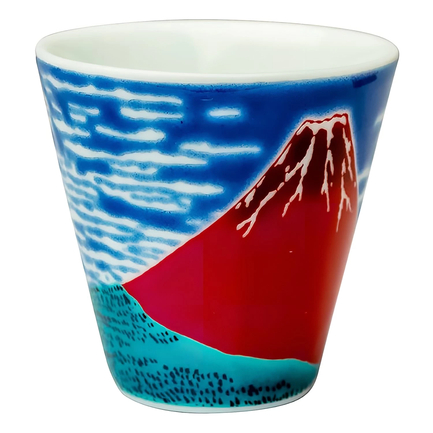 Seikou Kutani Porcelain Ochoko Sake Cup Aka Fuji 3 Seikou Kutani Porcelain Ochoko Sake Cup Aka Fuji