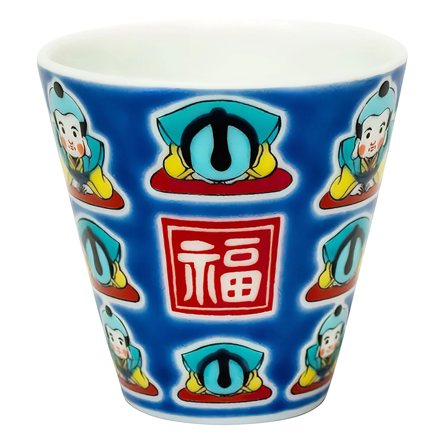 Seikou Kutani Porcelain Ochoko Sake Cup Fukusuke 3 Seikou Kutani Porcelain Ochoko Sake Cup Fukusuke