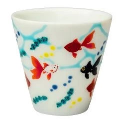 Seikou Kutani Porcelain Ochoko Sake Cup Goldfish