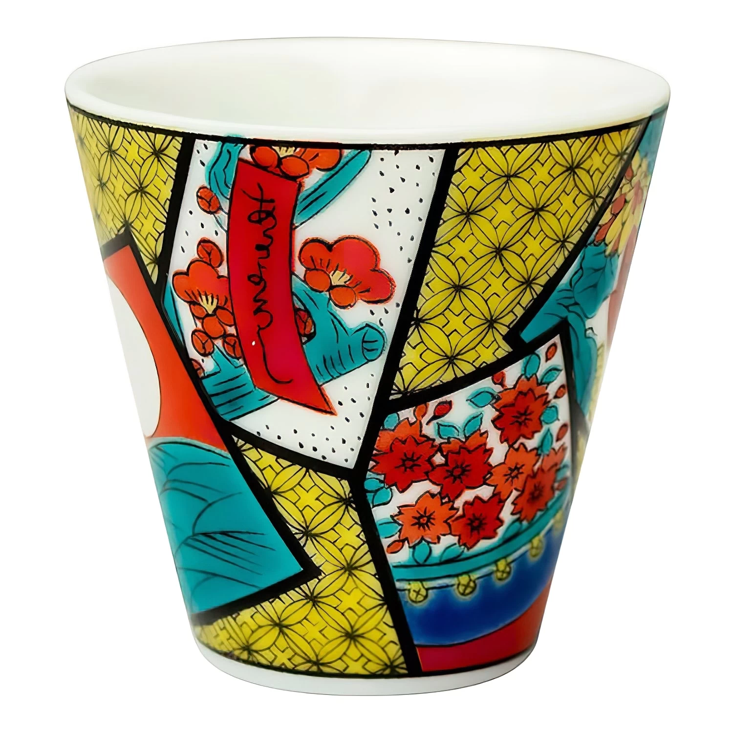 Seikou Kutani Porcelain Ochoko Sake Cup Hana Karuta 3 Seikou Kutani Porcelain Ochoko Sake Cup Hana Karuta