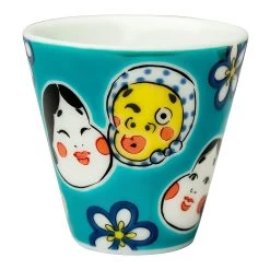 Seikou Kutani Porcelain Ochoko Sake Cup Hyottoko Okame
