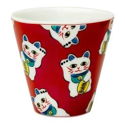 Seikou Kutani Porcelain Ochoko Sake Cup Lucky Cat