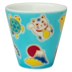 Seikou Kutani Porcelain Ochoko Sake Cup Lucky Charm