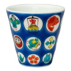 Seikou Kutani Porcelain Ochoko Sake Cup Marumon Houmon