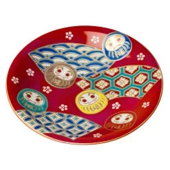 Seikou Kutani Porcelain Small Plate Senmen Daruma