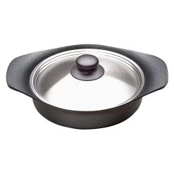 Sori Yanagi Cast Iron Induction Shallow Casserole 22cm With Stainless Steel Lid