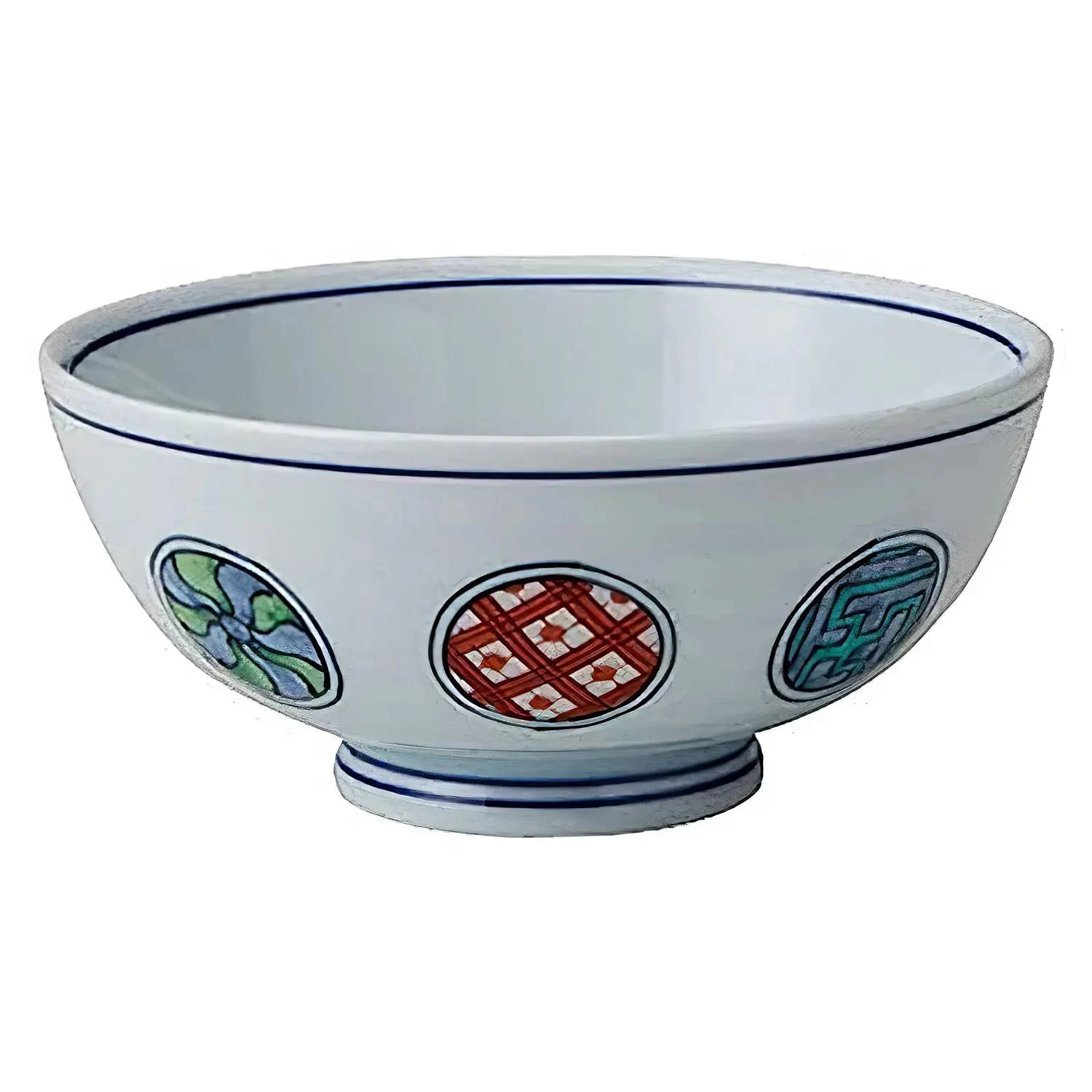 TKG Mino Ware Porcelain Tempered Rice Bowl Marumon 11.5cm 3 TKG Mino Ware Porcelain Tempered Rice Bowl Marumon 11.5cm