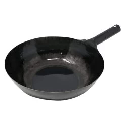Yamada Hammered Iron Flat Bottom Wok (1.6mm Thickness)