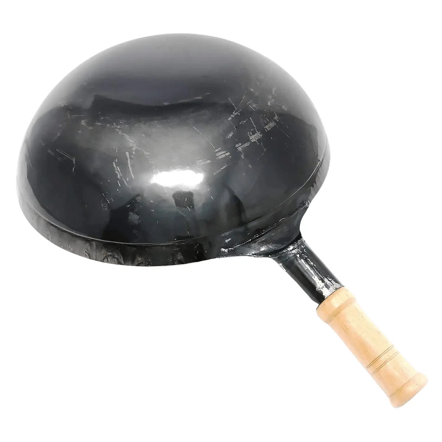 Yamada Hammered Iron Wooden Handle Round Bottom Wok (1.2mm Thickness) 4 Yamada Hammered Iron Wooden Handle Round Bottom Wok (1.2mm Thickness) - Image 2