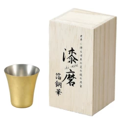 Asahi Shi-moa Kanazawa Gold Leaf Copper Cold Sake Guinomi Cup 65ml (Gift-Boxed)