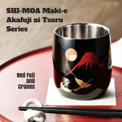 Asahi Shi-moa Maki-e Akafuji-ni-Tsuru Double-Wall Sake Cup 58ml -Professional Furniture And Kitchen Supplies Store asahi shi moa maki e akafuji ni tsuru double wall sake cup 58ml gift boxed stainless steel drinkware 29571063375