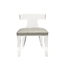 Worlds Away Duke Klismos Dining Chair With Grey Shagreen Cushion - Acrylic