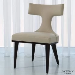 Global Views Anvil Back Ivory Leather Dining Chair