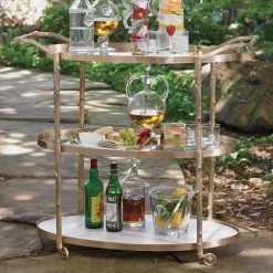 Global Views Arbor Bar Brass Cart