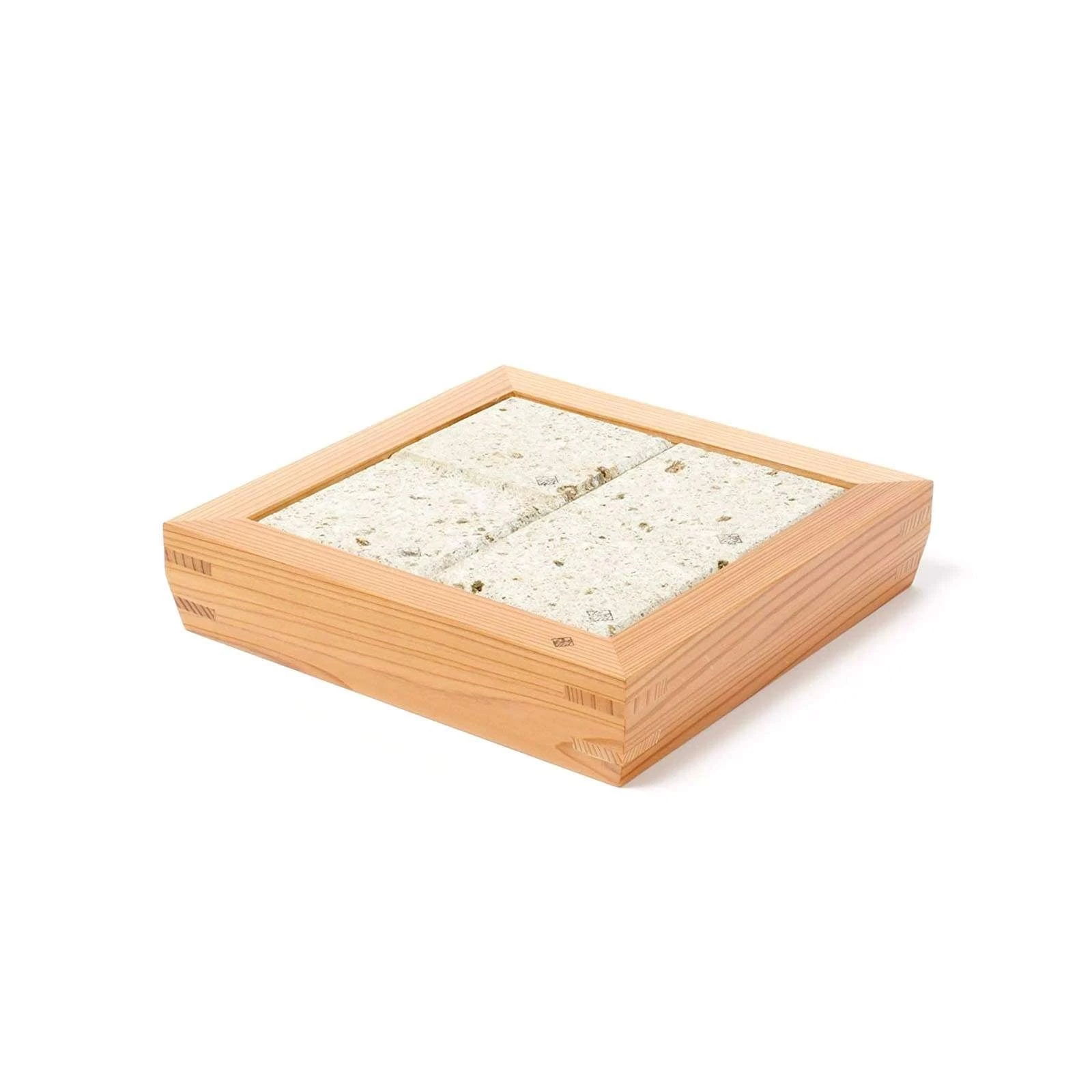 Miranda Style Omoeraku Japanese Cedar Frame Small Oya Stone Plate 4 Miranda Style Omoeraku Japanese Cedar Frame Small Oya Stone Plate - Image 2