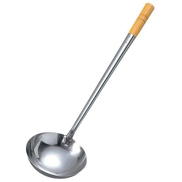 Yamagi Stainless Steel Wok Ladle (Hoak) With Wood Handle 3 Yamagi Stainless Steel Wok Ladle (Hoak) With Wood Handle