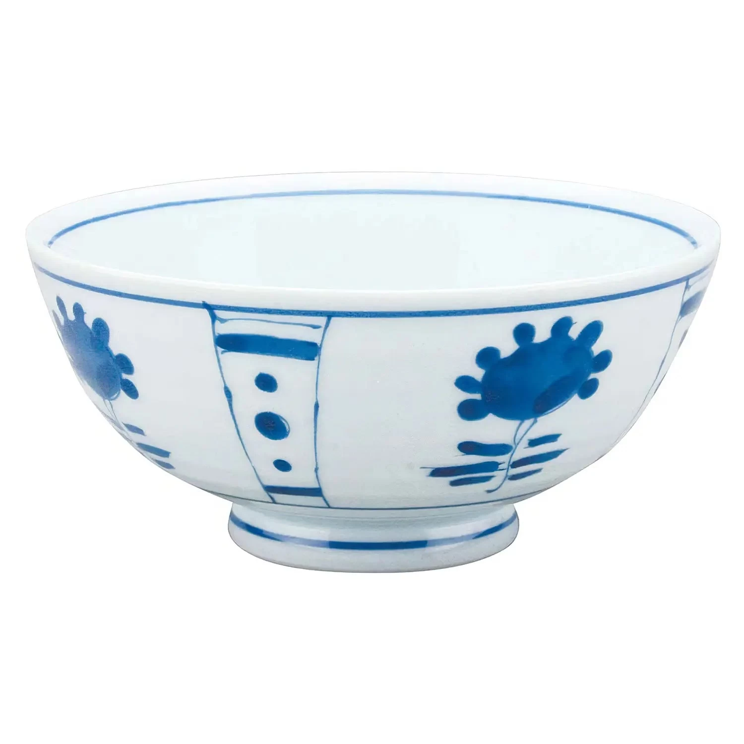 EBM Porcelain Tempered Rice Bowl Sometsuke-kusahana 11.5cm 3 EBM Porcelain Tempered Rice Bowl Sometsuke-kusahana 11.5cm
