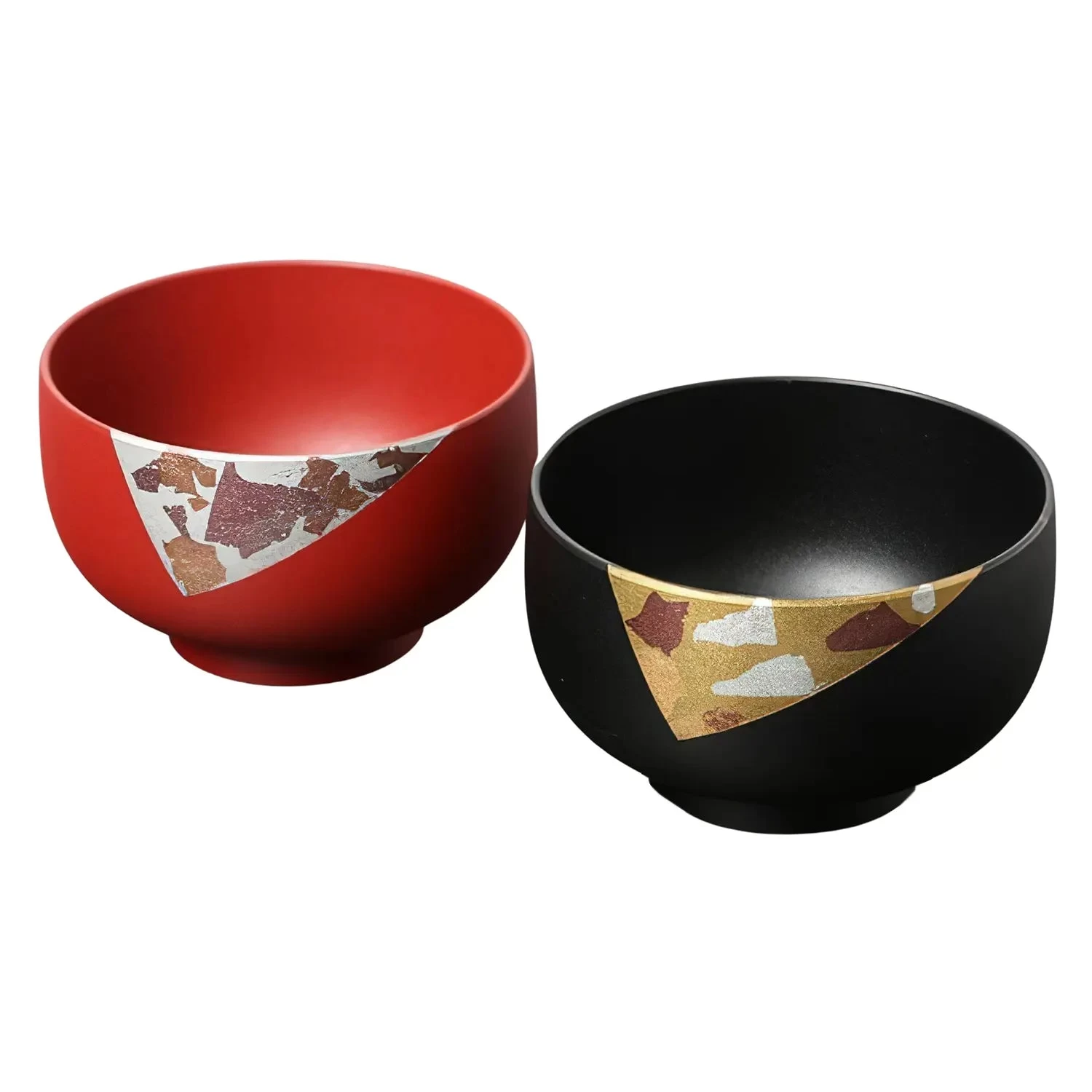 Echizen Shikki Synthetic Resin Couple Soup Bowls Haku Metal Leaf 3 Echizen Shikki Synthetic Resin Couple Soup Bowls Haku Metal Leaf