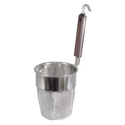 Fujiboshi Stainless Steel Deep Udon Noodle Strainer Flat Base With Wooden Handle