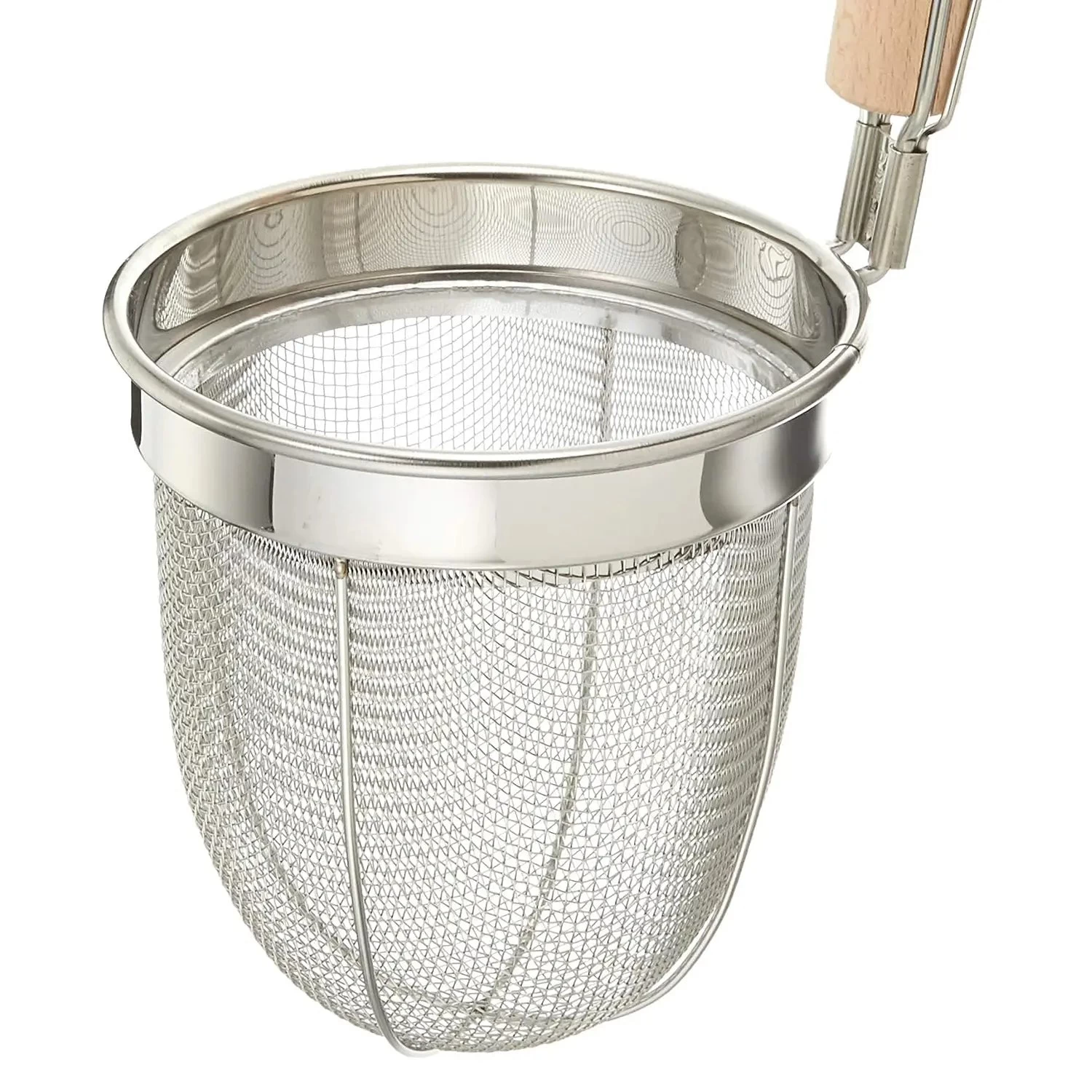 Fujiboshi Stainless Steel Udon Tebo Noodle Strainer Round Base With Wooden Handle 4 Fujiboshi Stainless Steel Udon Tebo Noodle Strainer Round Base With Wooden Handle - Image 2