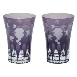 KIMOTO GLASS TOKYO Edo Kiriko Pair Tumbler Grapes