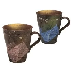 Kutani Ware Porcelain Paired Gold And Silver Flakes Mugs Gindami