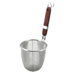 MINEX Stainless Steel Udon Tebo Noodle Strainer Round Base With Rosewood Handle