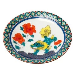 Seikou Kutani Porcelain Small Plate Karajishi Botan
