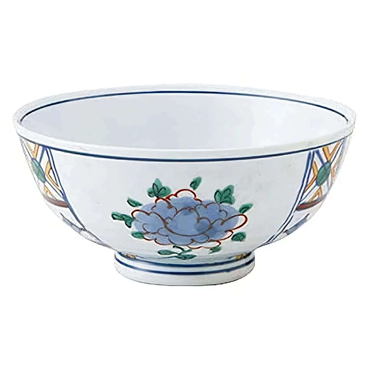 TKG Mino Ware Porcelain Tempered Rice Bowl Nishikimatori-botan 11.5cm 3 TKG Mino Ware Porcelain Tempered Rice Bowl Nishikimatori-botan 11.5cm