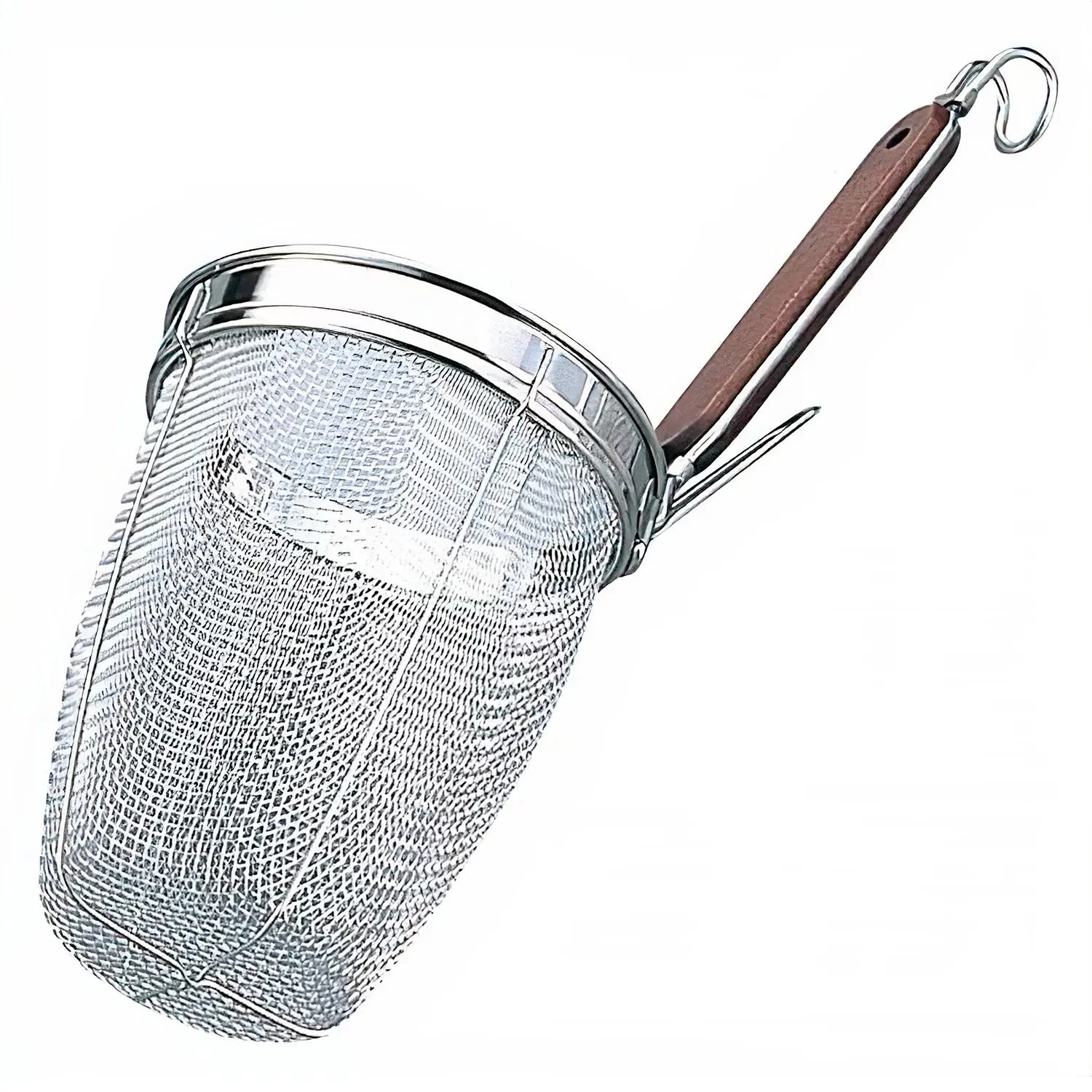 Takekoshi Stainless Steel Deep Tebo Noodle Strainer Round Base With Wooden Handle 3 Takekoshi Stainless Steel Deep Tebo Noodle Strainer Round Base With Wooden Handle