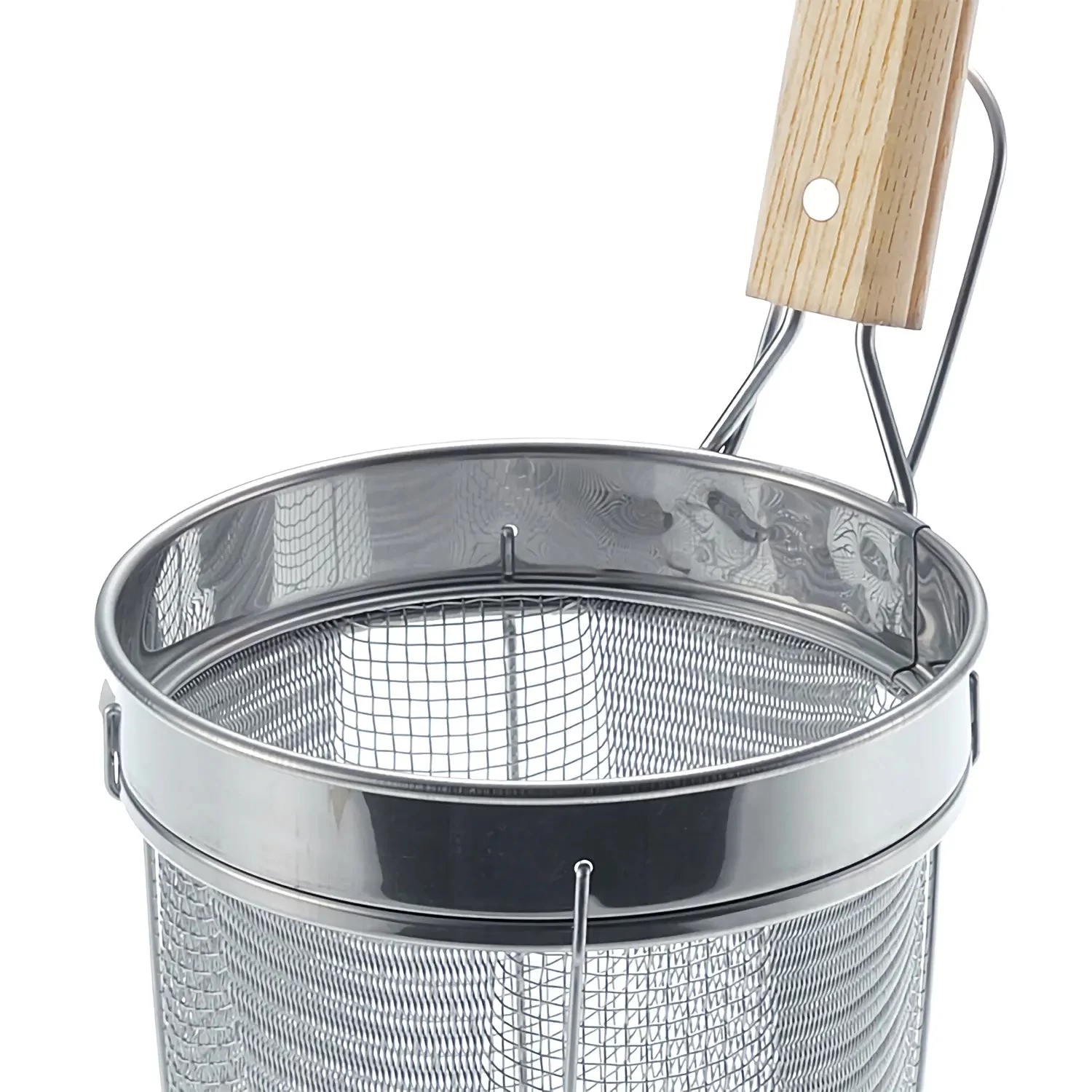 Three Snow Stainless Steel Deep Udon Tebo Noodle Strainer With Wooden Handle 4 Three Snow Stainless Steel Deep Udon Tebo Noodle Strainer With Wooden Handle - Image 2